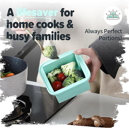 2-Cup Silicone Freezer Trays with Lids – Perfect for Meal Prep, Portion Control, and Easy Freezing-Meal Prep Container Molds for Soup,Leftovers (Bondi Mint, 4 Pack)