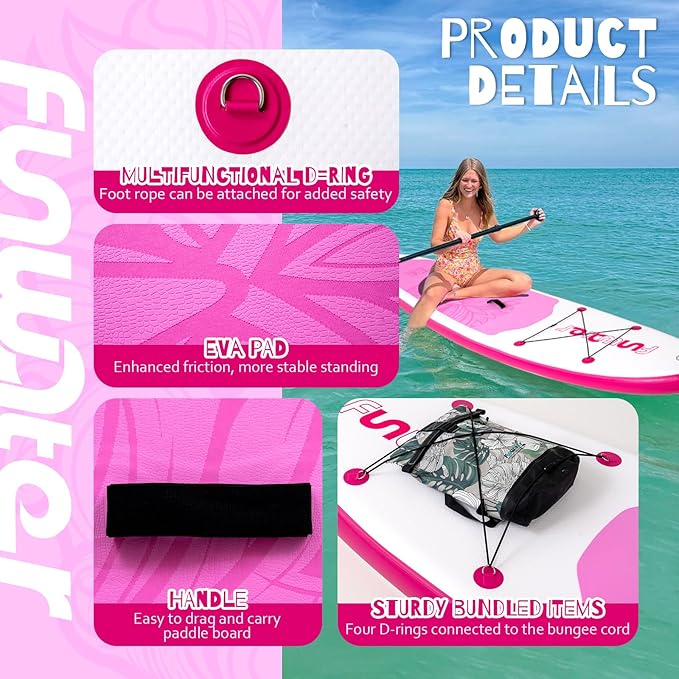 FunWater Inflatable Ultra-Light Stand Up Paddle Board for All Skill Levels with Premium SUP Paddleboard Accessories,Non-Slip Comfort Deck for Youth & Adults