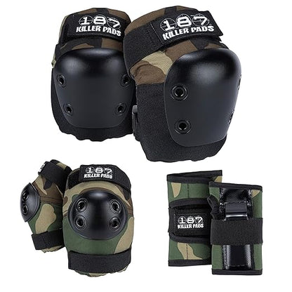 187 Killer Pads Six Pack Pad Set, Elbow Pads, Knee Pads, and Wrist Guards - Ideal for Skateboarding, Roller Skating, and Inline Skating