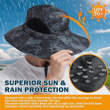 EINSKEY Wide Brim Sun Hat, UPF 50+ UV Protection Waterproof Packable Bucket Hat for Men & Women, Fishing Hiking Beach Garden