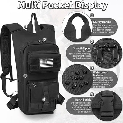 Hydration Backpack, Tactical Molle Water with 2L TPU Water Bladder, for Men Women Lightweight Water Backpack, Hydration Pack for Hiking, Biking, Climbing and Hunting