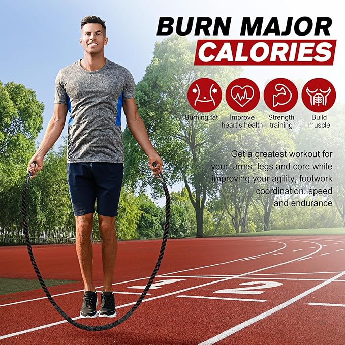 Jump Rope, Weighted Jump Ropes for Men women, 2.8lb 3lb 3lb 5lb 5lb Heavy