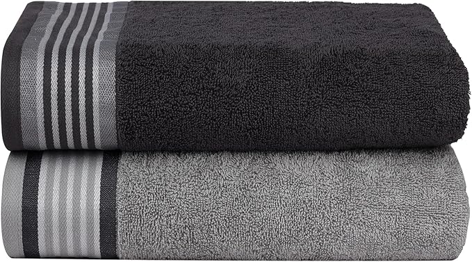 CASA COPENHAGEN® He & She 10 Pieces Hand Towel Set, Granite Grey + Mirage Grey, 550 GSM, 16x28 Inches, Designed in Denmark Super Soft and Absorbent, Egyptian Cotton Towels for Bathroom & Kitchen