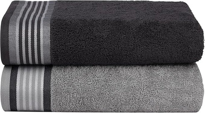 CASA COPENHAGEN® He & She 10 Pieces Hand Towel Set, Granite Grey + Mirage Grey, 550 GSM, 16x28 Inches, Designed in Denmark Super Soft and Absorbent, Egyptian Cotton Towels for Bathroom & Kitchen