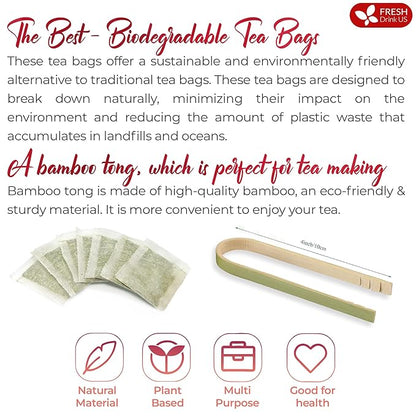 FreshDrinkUS, 60 Tea Bags Super Hibiscus Heart Blend– Herbal Tea with Hibiscus Flower, Ginger, Cinnamon Stick, Lemongrass & Rose Hip – Naturally Caffeine-Free, Sugar-Free, Vegan