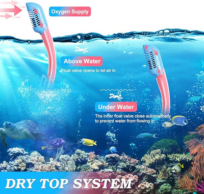 Kids Mask Fins Snorkel Set, Dry Top Snorkeling Gear for Kids Youth Boys Girls Junior Age 5-15 Tempered Glass Snorkel Mask Set Panoramic View Snorkeling Packages