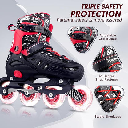 Inline Skates for Kids and Adult, Adjustable Fun Illuminating Skates for Girls, Boys, Women and Men Outdoor and Indoor, Beginner