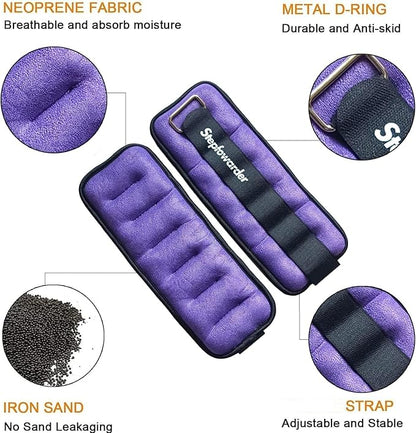 1-4 Lbs Ankle Weights Pair Set with Adjustable