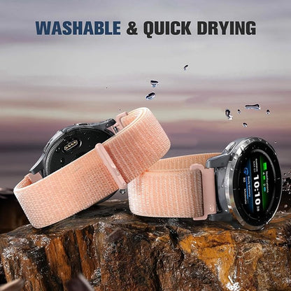 18mm 20mm 22mm Hook and Loop Watch Band Compatible with Garmin Vivoactive 5/ Vivoactive 6/ Vivoactive 3, Soft Nylon Breathable Sport Strap for Venu 2S/ Venu3S/ Forerunner 265s,Venu 3/ Venu 2 Men Women