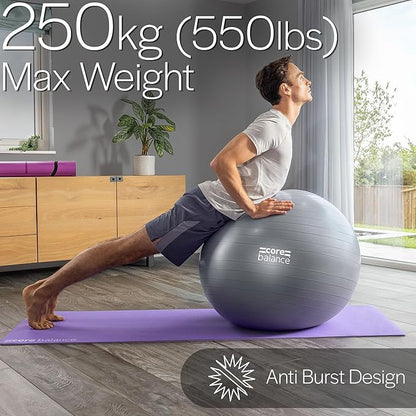 Exercise Ball for Workouts, Anti-Burst and Slip Resistant, Swiss Yoga Ball for Pregnancy, Stability, Fitness and Physical Therapy, 4 Sizes, with Pump