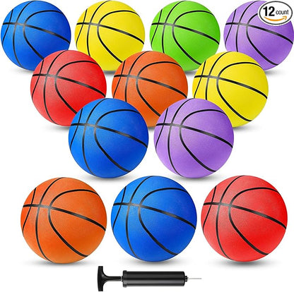 Jerify 12 Pack Official Size Rubber Basketballs for Kids Child Junior Youth Indoor Outdoor Sports Basket Balls with Pump Back to School Student Gifts Operation Christmas Bulk Items