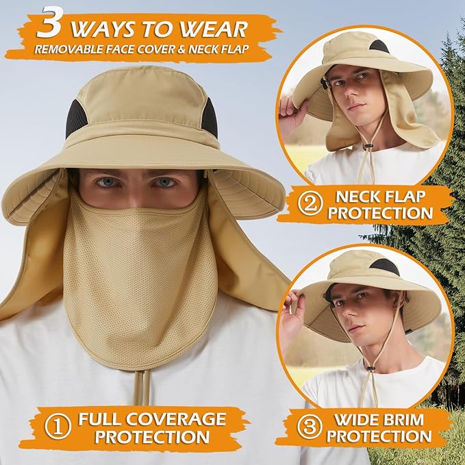EINSKEY Wide Brim Sun Hat, UPF 50+ UV Protection Waterproof Packable Bucket Hat for Men & Women, Fishing Hiking Beach Garden