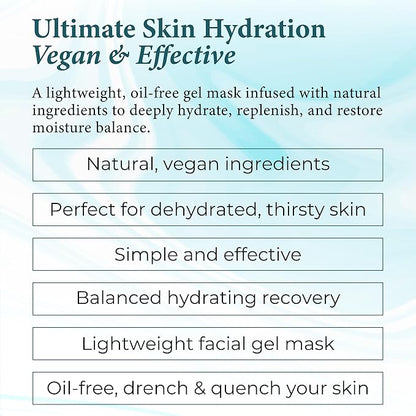 Florencia Aloe & Azulene Hydrating Gel Mask - Oil-Free Hydration for Dry, Dehydrated Skin - Soothing Recovery Mask with Hyaluronic Acid, Green Tea, Aloe & Azulene, 2 oz