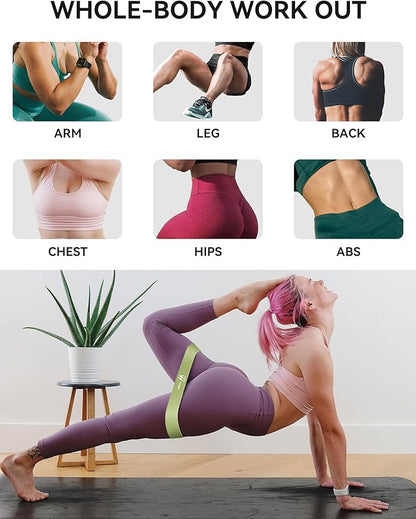 Fabric Resistance Bands for Women – 5 Level Exercise Bands Resistance Set, Resistance Bands for Working Out with Handles, Workout Bands Resistance for Women, Yoga, Pilates, Glutes, Legs,Vigor Yellow