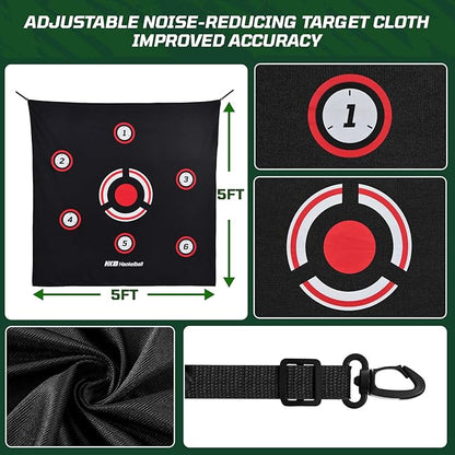 Haokelball Golf Hitting Cage,10x8x6ft Golf Practice Net with Target Cloth & Carry Bag, Heavy-Duty Golf Cage Net for Backyard, Indoor & Outdoor