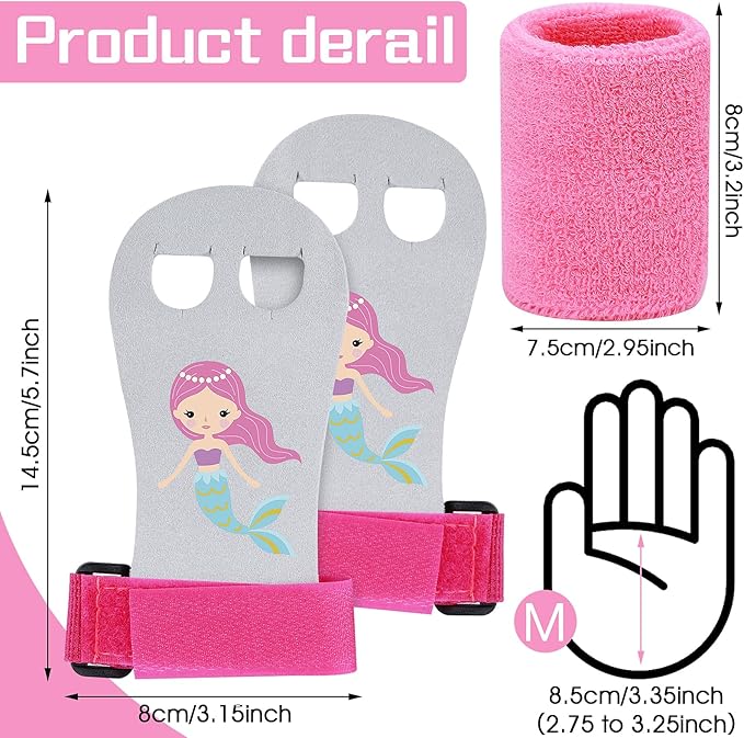 2 Gymnastics Grips Wristbands Sets for Girls Youth Kids