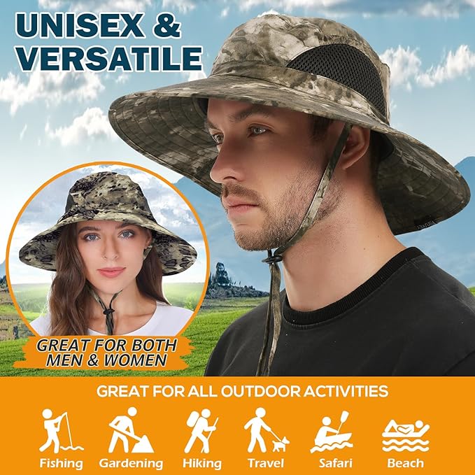 EINSKEY Wide Brim Sun Hat, UPF 50+ UV Protection Waterproof Packable Bucket Hat for Men & Women, Fishing Hiking Beach Garden