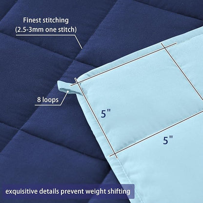 King Size Weighted Blanket for Adults (30 lbs, 80” x 87”, Navy & Blue) Cooling Heavy Blanket for Sleeping Perfect for 290-310 lbs, Breathable Blanket for Adults & Couple All Season, Machine Washable