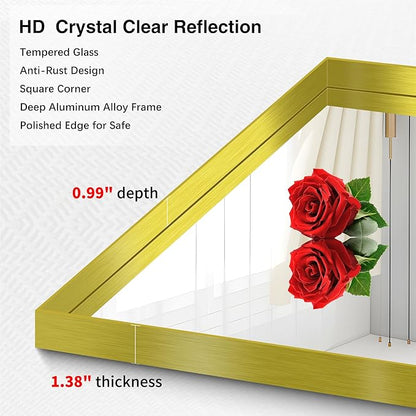 Gold Bathroom Mirror, 72x30 Inch Rectangular Framed Mirror, Large Wall Mounted Bathroom Vanity Mirror Over Sink for Bedroom,Restroom, Living Room, Hangs Vertically or Horizontally