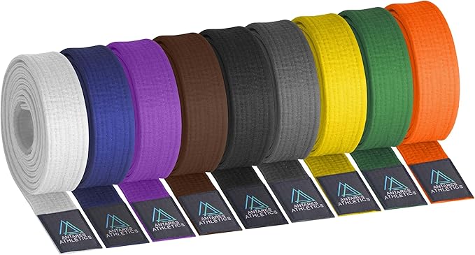 BJJ Belt for Men & Women Brazilian Jiu Jitsu Belt with Ranking Stripes Sleeve Bar Kids Jiu Jitsu Gi Belt