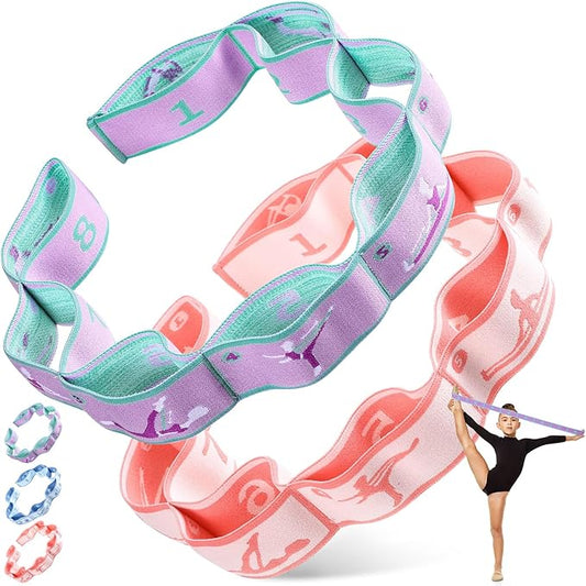 Stretch Strap for Kids Elastic Gymnastics Stretching Ballet Dance Band with 8 Loops Adjustable Exercise Training Resistance Strap for Children Stuff Pilates Latin Yoga Equipment