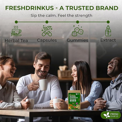 FreshDrinkUS, Premium 30 Tea Bags Glucose Functional Tea – Herbal Blend with Gymnema, Cinnamon, Bitter Melon, Tulsi & More –– Caffeine-Free. Sugar-Free. Gluten-Free. Vegan