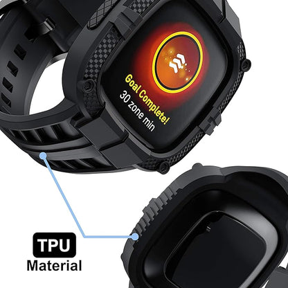 GELISHI Compatible with Fitbit Versa 3 Bands with Bumper,TPU Sport Protective Case Rugged Protector Replacement Strap Accessories for Fitbit Sense/Fitbit Versa 3 Smart Watch