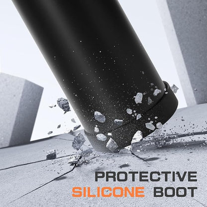 40 oz Insulated Water Bottle with Straw& Spout 2-in-1 Lid, Triple Wall Vacuum Stainless Steel Cold 48H, Leak Proof Sports Metal Flask Jug with Paracord Handle, Black