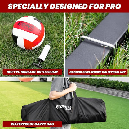 12FT/20FT Portable Volleyball Net Volleyball Net for Backyard Freestanding Volleyball Practice Net Outdoor Indoor Volleyball Training Set with Adjustable Height Carry Bag and Volleyball