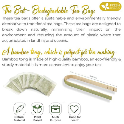 FreshDrinkUS, Premium 35 Mullein Leaf Tea Bags For Lung, 100% Natural & Pure from Mullein Leaves. Loose Leaf Mullein Herbal Tea. Made with Natural Material Tea Bags. No Sugar, No Caffeine, No Gluten, Vegan.