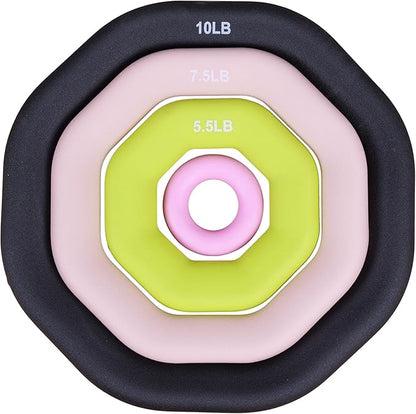 Leikefitness Weight Ring 2-in-1 Kettlebell & Dumbbell, cast Iron+PVC Coating, Yoga Exercise, Aerobics, Core Training, 4 in a Set (0.33LB + 5.5LB + 7.5LB + 10LB)