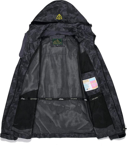 GIISAM Mens Windproof Jacket Waterproof Lightweight Mountain Sport Jacket for Men Hooded Windbreaker Raincoat