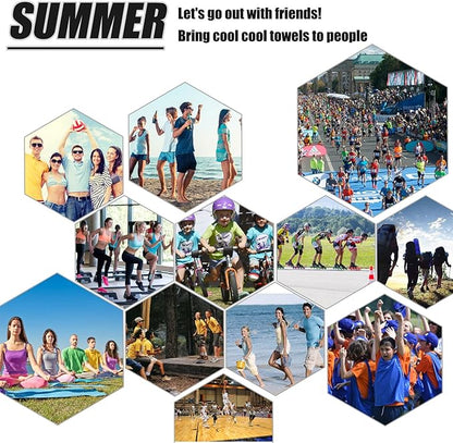 Biange Cooling Towel (Pack of 20, 40"x12") with Pouches for Sports, Workout, Fitness, Gym, Yoga, Golf, Pilates, Travel, Camping & More