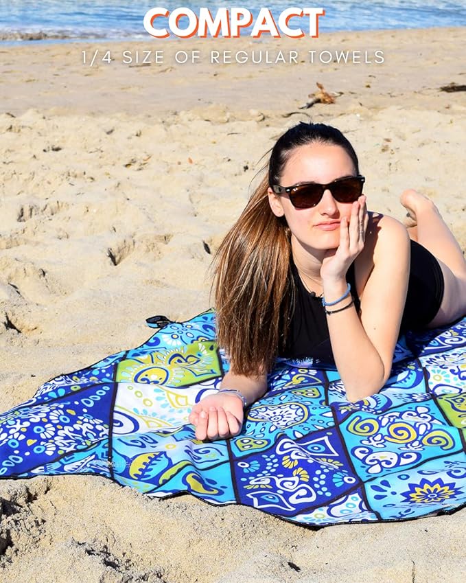ECCOSOPHY Microfiber Beach Towel - Sand Free Towels 71x35 in