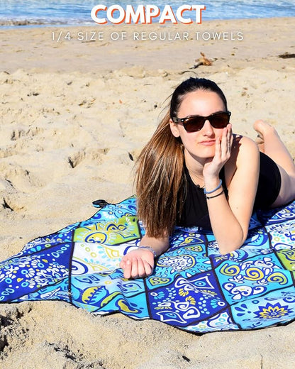 ECCOSOPHY Microfiber Beach Towel - Sand Free Towels 71x35 in