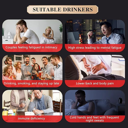 Ginseng Polygonatum Eucommia Male Flower Tea, 16 Ingredients Organic Natural Formula Kidney Tea, 500g/Box Ginseng Six Treasure Aid Root Kidney Men's Herbal Tea (30 cans/1Box)