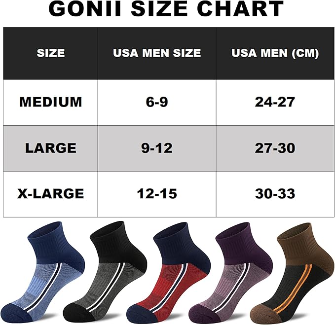Gonii men ankle socks for men athletic running Cushion Quarter Socks 5 Pairs