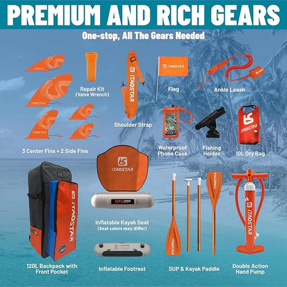 Journey 11'6" / 11'×34" / 11'×35" Extra Wide Paddle Board, One-Stop Premium SUP Board Accessories, Tailored Fins, Stable Inflatable Stand Up Paddle Boards for Youth/Adults of All Skill Levels