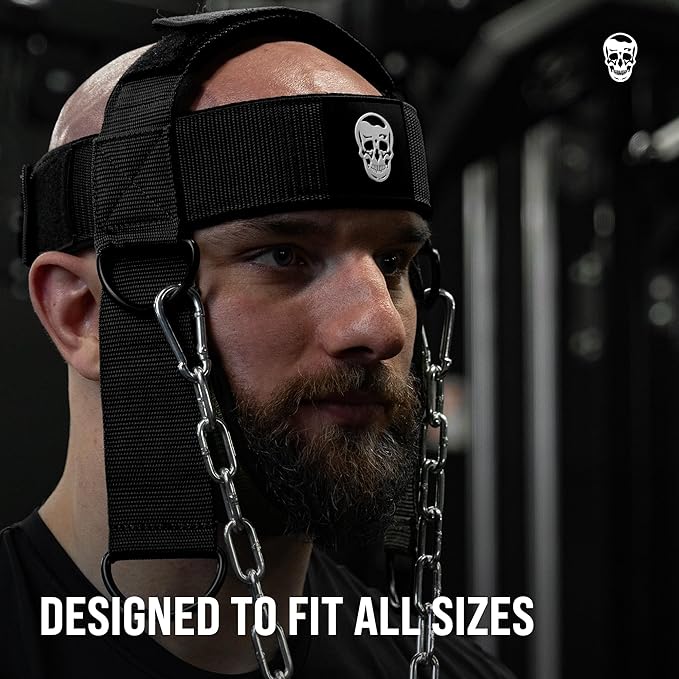 Gymreapers Neck Harness - Heavy Duty Stainless Steel Chain, Adjustable Neoprene Strap, Trainer for Strength & Pain Relief