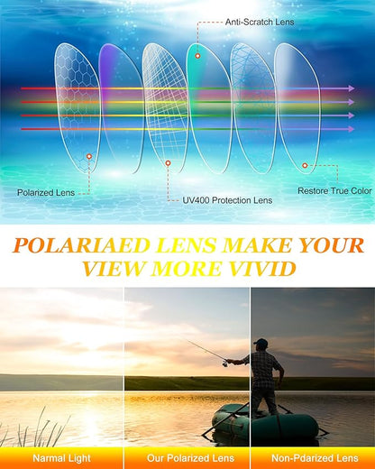 Frienda 6 Pack Polarized Sport Sunglasses for Men Multipack Fit over Glasses Pack Lot Set Men's Sport Fishing Eyeglasses