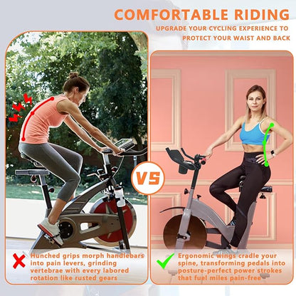 Handlebar Extender for Peloton Indoor Exercise Bikes, 1 Pair of Ultimate Handlebar Extension of Peloton Accessories (Bull-horn (with Red Tapes))