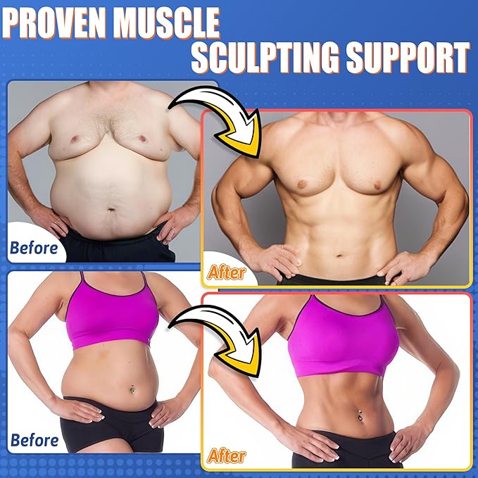 Electronic Muscle Stimulator, Abs Stimulator Muscle Toner, Ab Machine Trainer for All Body, Rechargeble for Fitness Strength Training Workout Equipment for Men and Women(Waist + Arms)