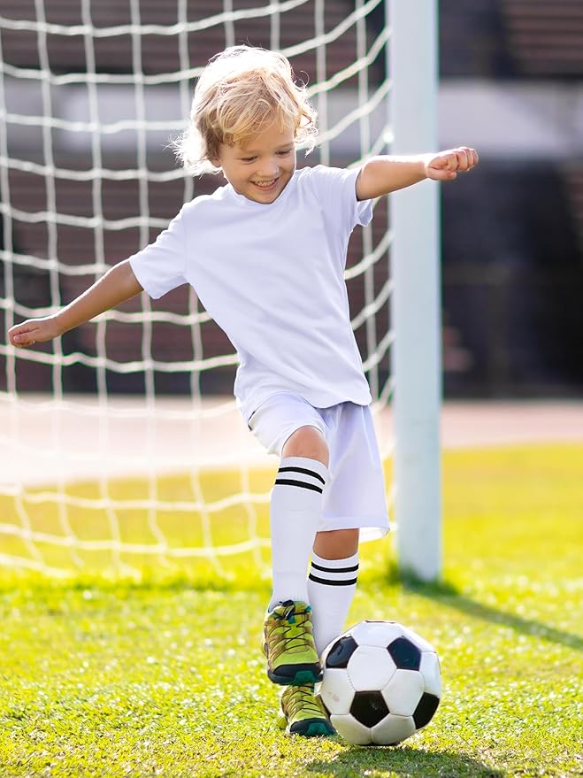 Kids Soccer Shin Guards and Socks Toddler Soccer Shin Pads Protective Defender Gear for 3-15 Years Old Youth Boys Girls