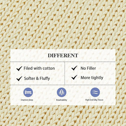 L'AGRATY Knitted Weighted Blanket - 60"x80" 20lbs Cooling Chunky Knit Heavy Blanket for Adults Braided Crochet Throw Thick Cable Yarn Knit Decorative No Beads Evenly Weighted Machine Washable