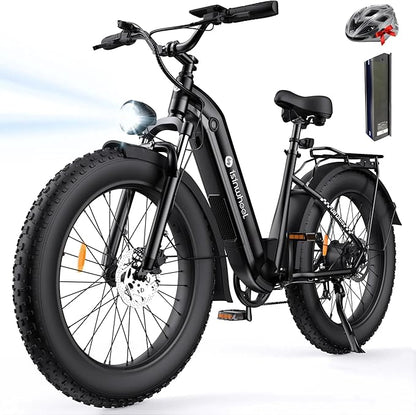 isinwheel U8 Plus Electric Bike for Adults,1500W Peak Motor Hydraulic Brake Ebike,Max 20/28MPH 75-105Miles Electric Bicycle with 13AH/18AH Battery,26" Step-Thru Fat Tire Commuter E Bike for Adults