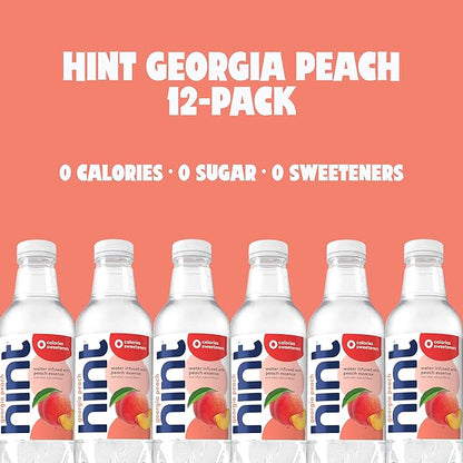 Hint Fruit-Infused Bottled Water, Georgia Peach - Sugar Free Flavored Water with Zero Calories, Naturally Flavored, and No Artificial Sweeteners - 16 Fl Oz (Pack of 12)