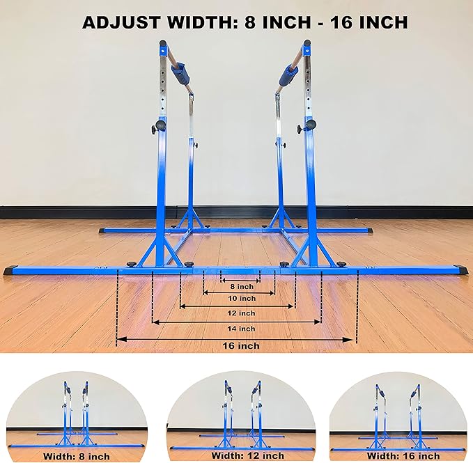 Gymnastics Double Horizontal Bars 3Play Parallel Bars Uneven Bars Gymnastics Training Kip Bar with 304 Stainless Steel Regulating Arms & Fiberglass Rail for Indoor Outdoor Home Club Use