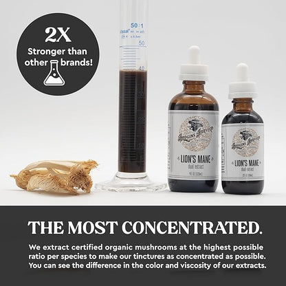 Hodgins Harvest Organic Lion's Mane Tincture | Made with Mushrooms Grown On Our Farm in The USA | Dual Extract | Extra-Concentrated (4 fl oz)