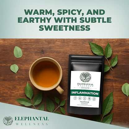 Elephantal Wellness Premium Inflammation Herbal Tea | Comfort & Mobility Blend with Turmeric, Boswellia, White Willow Bark & Ginger | Handmade, Non-GMO, Caffeine-Free Loose Leaf, 4oz, 40 Servings