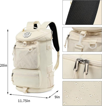 Kalesi Gym Duffle Bag Backpack 4-Way Waterproof with Shoes Compartment for travel Sport Hiking laptop (Sea salt white)